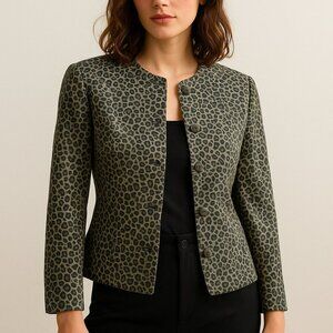 🐆 Vintage Leslie Fay Leopard Print Blazer – Size 10 Petite – NWT